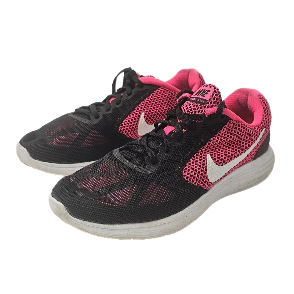 Nike Revolution 3 Running Shoes Black Pink Womens Size 9 Sneakers Athletic Gym